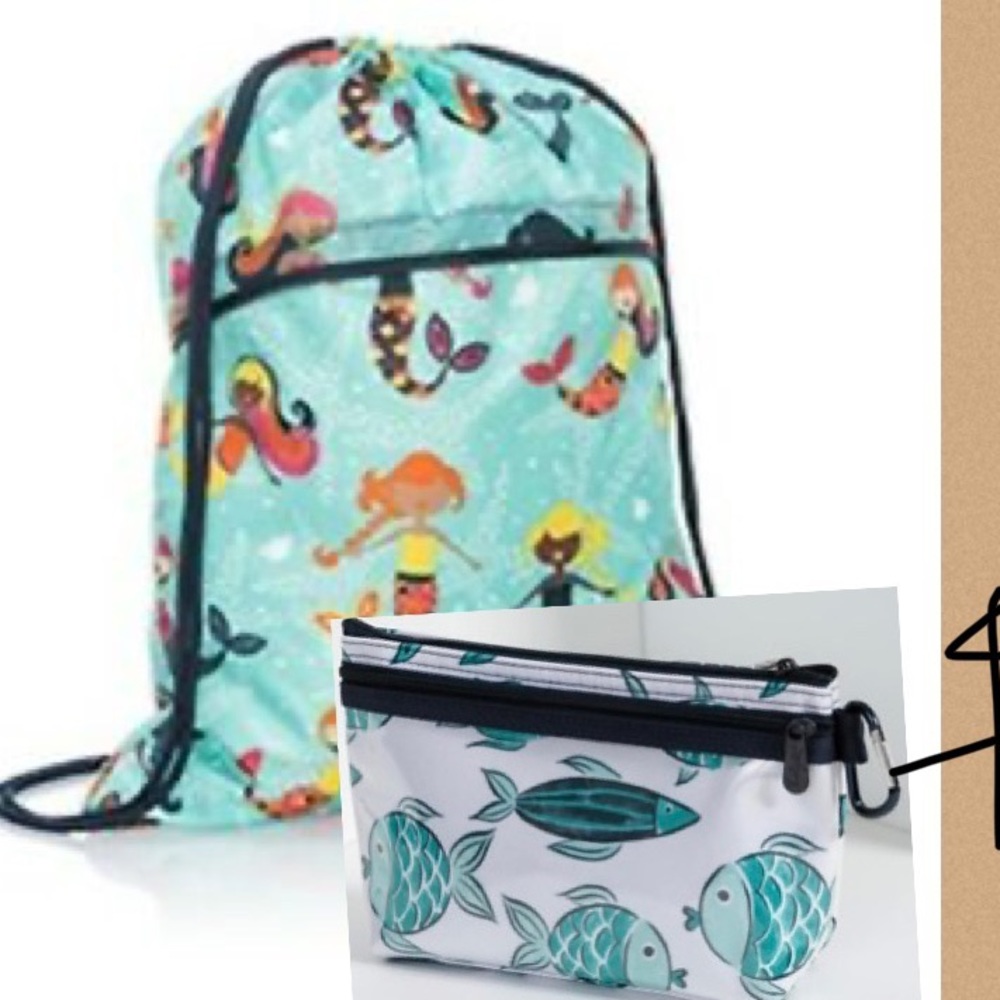 New with tags Cinch sac drawstring backpack and clear clip thermal pouch